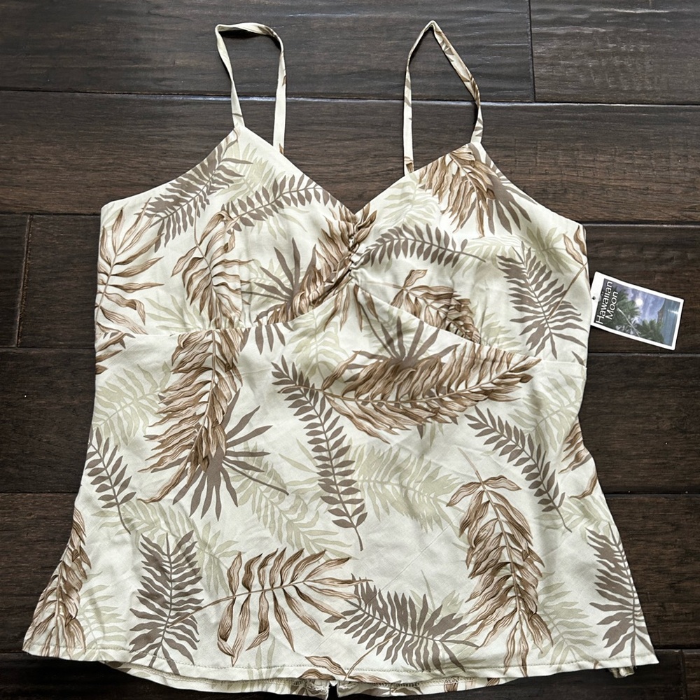Tropical Leaf Print Cami Top